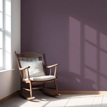 'Bicester' Small Floral Geometric Lattice Wallpaper (Navy Blue/ Red) - Image 5