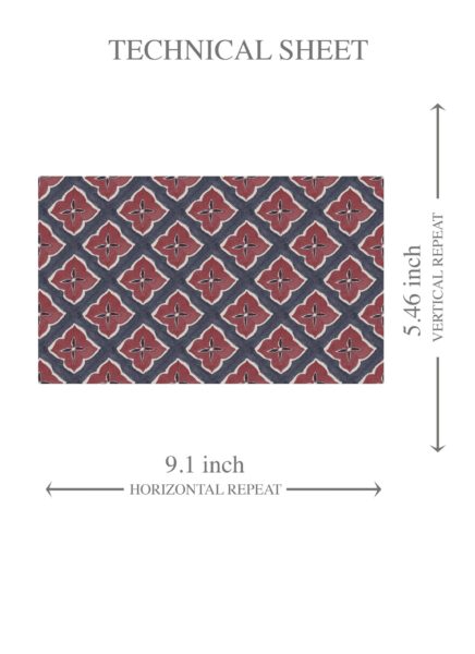 'Bicester' Small Floral Geometric Lattice Wallpaper (Navy Blue/ Red) - Image 8