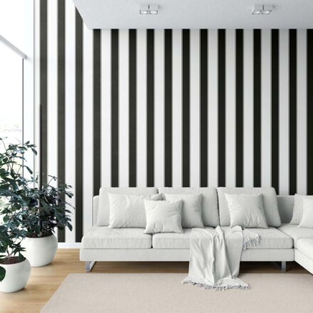 'Arni' Neutral-Toned Scandi-Inspired Striped Wallpaper (Black & White) - Image 2