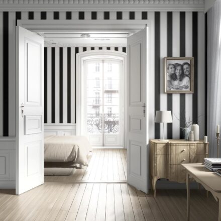 'Arni' Neutral-Toned Scandi-Inspired Striped Wallpaper (Black & White) - Image 4