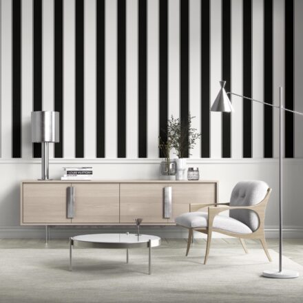 'Arni' Neutral-Toned Scandi-Inspired Striped Wallpaper (Black & White) - Image 6