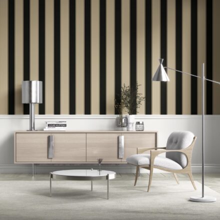 'Buron' Neutral-Toned Scandi-Inspired Striped Wallpaper (Black/ Brown/ Beige) - Image 2