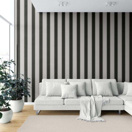 'Gryon' Neutral-Toned Scandi-Inspired Striped Wallpaper (Gray/ Black) - Image 2