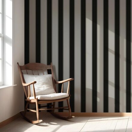 'Gryon' Neutral-Toned Scandi-Inspired Striped Wallpaper (Gray/ Black) - Image 5