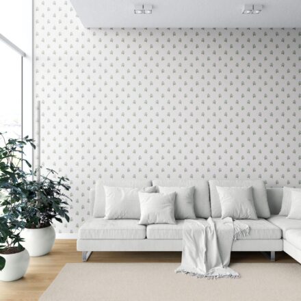 'Salvan' Vintage-Inspired Floral Block Print Wallpaper (Blue/ Green/ White) - Image 6