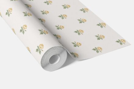'Wallbach' Vintage-Inspired Floral Block Print Wallpaper (Yellow/ Green/ White) - Image 2