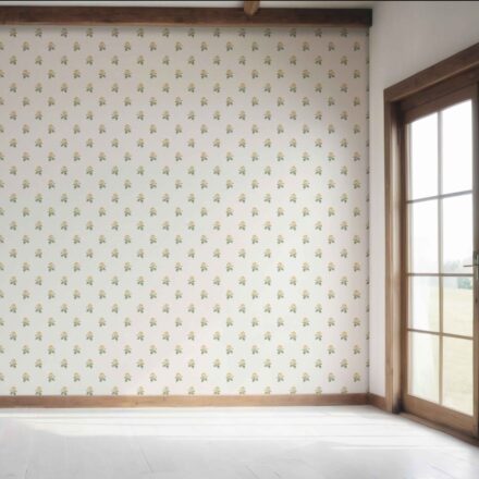 'Wallbach' Vintage-Inspired Floral Block Print Wallpaper (Yellow/ Green/ White) - Image 7