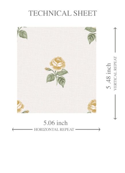 'Wallbach' Vintage-Inspired Floral Block Print Wallpaper (Yellow/ Green/ White) - Image 8