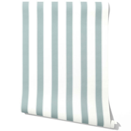 'Savosa' Geometric Striped Wallpaper (Duck Egg Blue/ White)