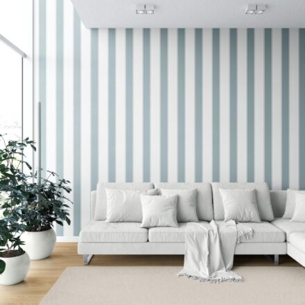 'Savosa' Geometric Striped Wallpaper (Duck Egg Blue/ White) - Image 3
