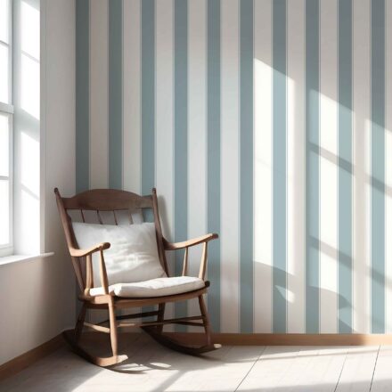 'Savosa' Geometric Striped Wallpaper (Duck Egg Blue/ White) - Image 6