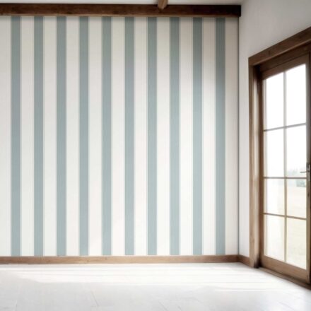 'Savosa' Geometric Striped Wallpaper (Duck Egg Blue/ White) - Image 7