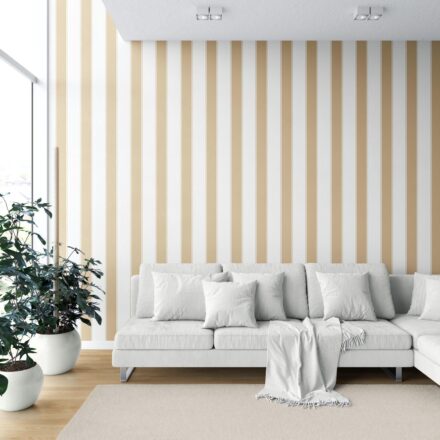 'Urbino' Geometric Striped Wallpaper (Sand Beige/ Tan/ White) - Image 3
