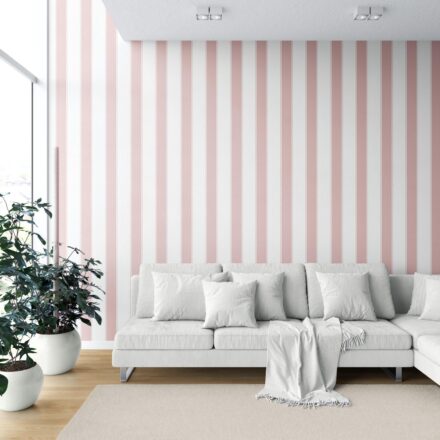 'Carrara' Geometric Striped Wallpaper (Pink/ White) - Image 3