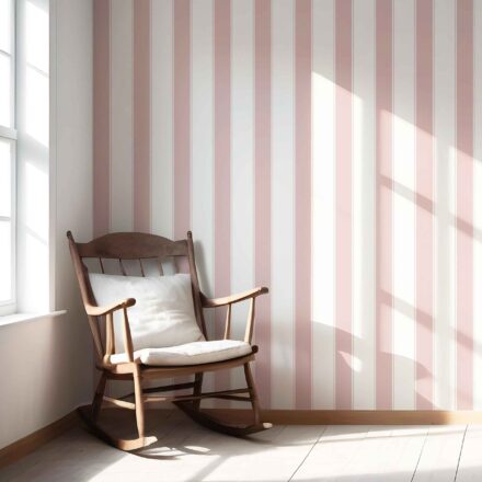 'Carrara' Geometric Striped Wallpaper (Pink/ White) - Image 6