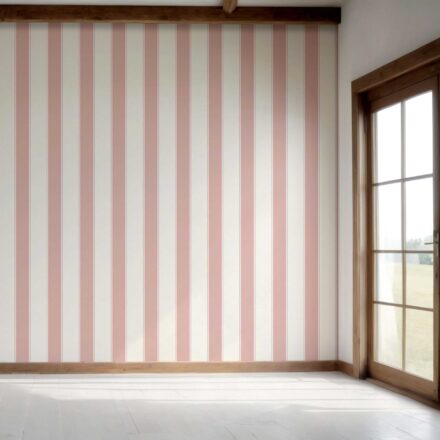 'Carrara' Geometric Striped Wallpaper (Pink/ White) - Image 7