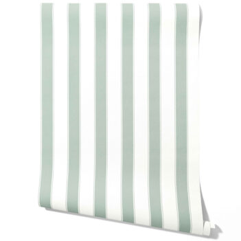 'Cremona' Geometric Striped Wallpaper (Green-Blue)