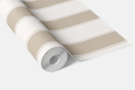 'Bolzano' Neutral Geometric Striped Wallpaper (Stone Beige/ White) - Image 2