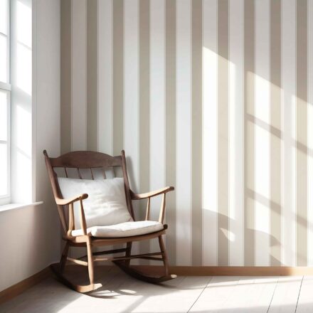 'Bolzano' Neutral Geometric Striped Wallpaper (Stone Beige/ White) - Image 6
