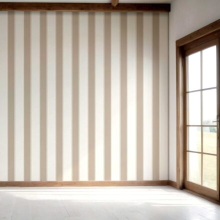 'Bolzano' Neutral Geometric Striped Wallpaper (Stone Beige/ White) - Image 7