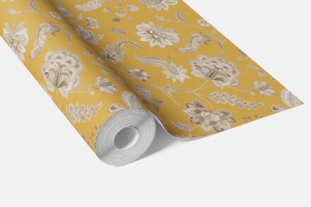 'Sprizzle' Floral Botanical Patterned Wallpaper (Yellow/ Beige) - Image 3