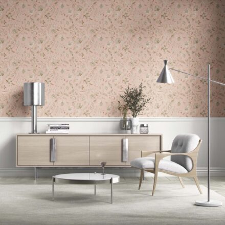 'Avarakta' Floral Botanical Patterned Wallpaper (Sandy Pink/ Beige) - Image 2