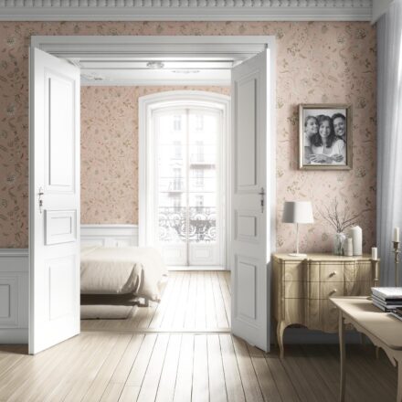 'Avarakta' Floral Botanical Patterned Wallpaper (Sandy Pink/ Beige) - Image 4