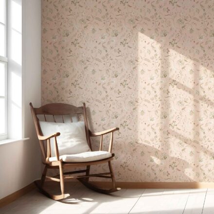 'Avarakta' Floral Botanical Patterned Wallpaper (Sandy Pink/ Beige) - Image 5
