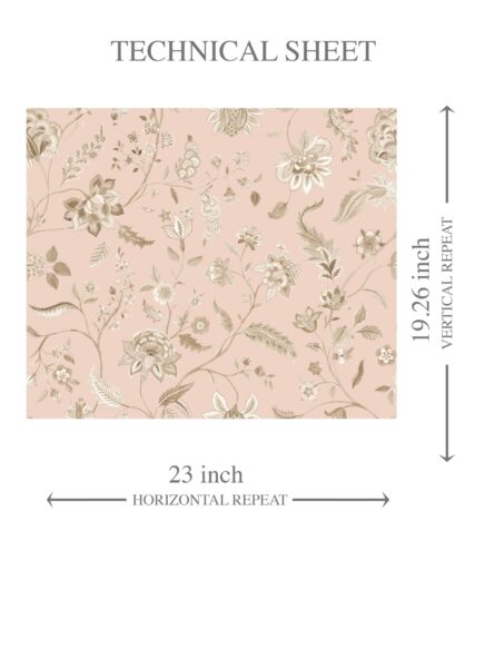 'Avarakta' Floral Botanical Patterned Wallpaper (Sandy Pink/ Beige) - Image 8