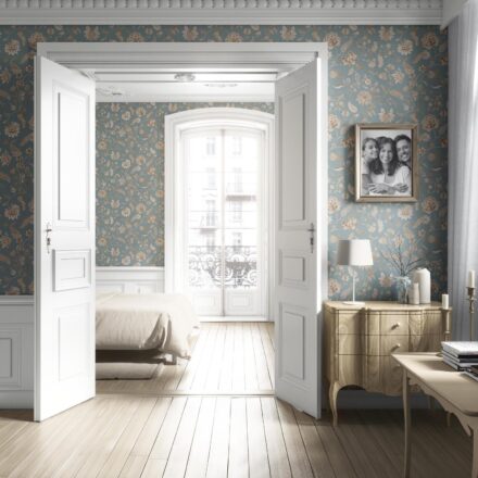 'Palooza' Floral Botanical Patterned Wallpaper (Blue-Gray/ Beige) - Image 4