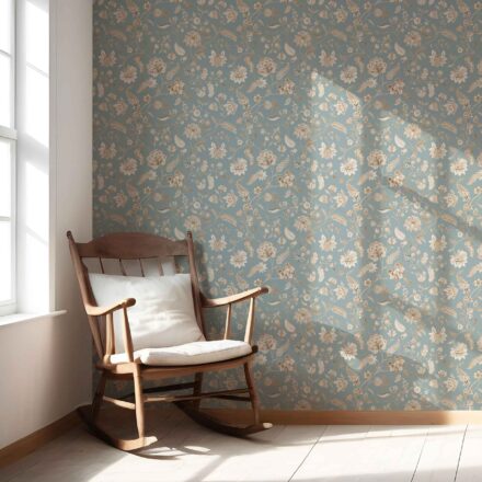 'Palooza' Floral Botanical Patterned Wallpaper (Blue-Gray/ Beige) - Image 5