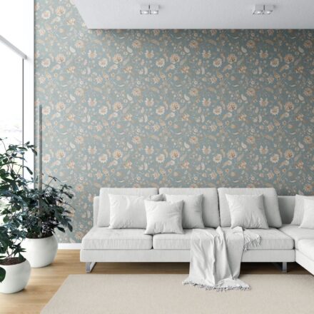 'Palooza' Floral Botanical Patterned Wallpaper (Blue-Gray/ Beige) - Image 6