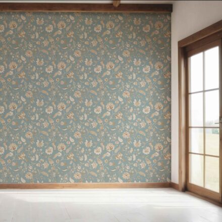 'Palooza' Floral Botanical Patterned Wallpaper (Blue-Gray/ Beige) - Image 7