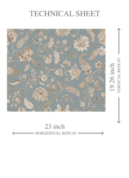 'Palooza' Floral Botanical Patterned Wallpaper (Blue-Gray/ Beige) - Image 8