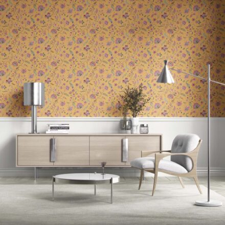 'Topiary' Floral Botanical Patterned Wallpaper (Yellow/ Pink/ Green) - Image 2