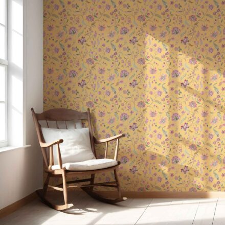 'Topiary' Floral Botanical Patterned Wallpaper (Yellow/ Pink/ Green) - Image 5