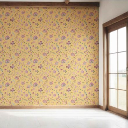 'Topiary' Floral Botanical Patterned Wallpaper (Yellow/ Pink/ Green) - Image 7