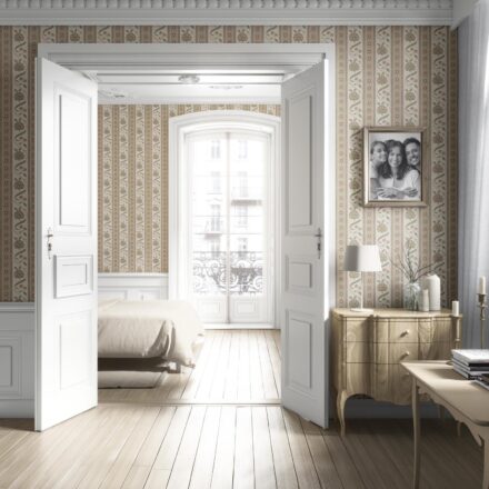 'Crotone' Neutral Floral Botanical Striped Wallpaper (Beige/ Brown/ Green) - Image 4