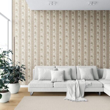 'Crotone' Neutral Floral Botanical Striped Wallpaper (Beige/ Brown/ Green) - Image 6