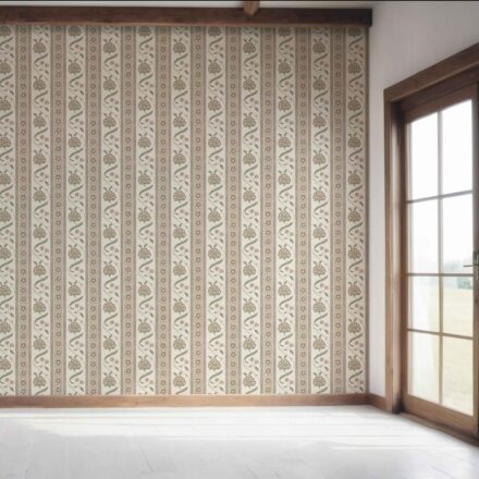 'Crotone' Neutral Floral Botanical Striped Wallpaper (Beige/ Brown/ Green) - Image 7
