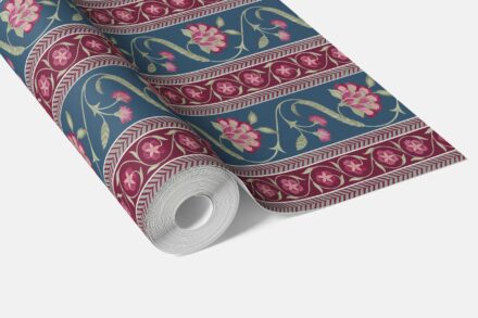'Buseno' Floral Botanical Striped Wallpaper (Teal Blue/ Pink/ Green) - Image 3