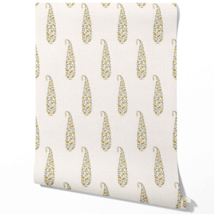 'Almens' Ethnic/ Vintage-Inspired Floral Paisley Wallpaper (Yellow/ Green/ Off-White)