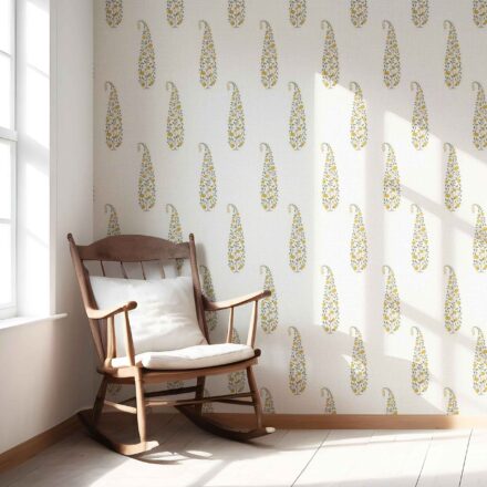 'Almens' Ethnic/ Vintage-Inspired Floral Paisley Wallpaper (Yellow/ Green/ Off-White) - Image 2