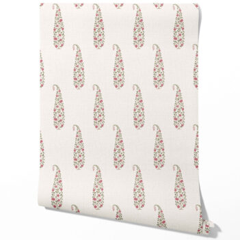 'Tegna' Ethnic/ Vintage-Inspired Floral Paisley Wallpaper (Pink/ Green/ Off-White)