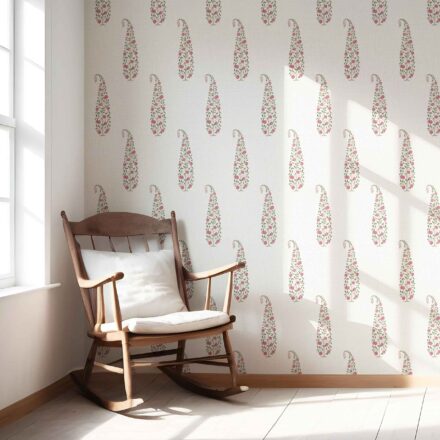 'Tegna' Ethnic/ Vintage-Inspired Floral Paisley Wallpaper (Pink/ Green/ Off-White) - Image 2