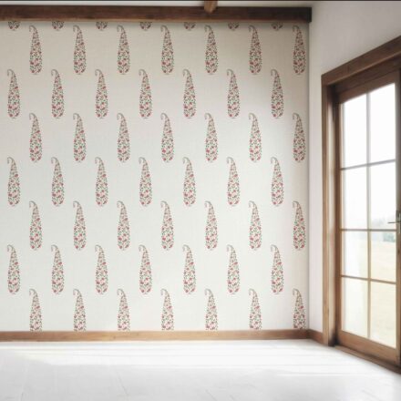 'Tegna' Ethnic/ Vintage-Inspired Floral Paisley Wallpaper (Pink/ Green/ Off-White) - Image 7