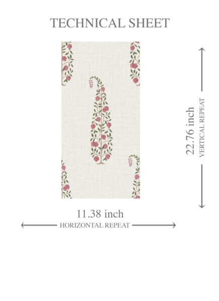 'Tegna' Ethnic/ Vintage-Inspired Floral Paisley Wallpaper (Pink/ Green/ Off-White) - Image 8