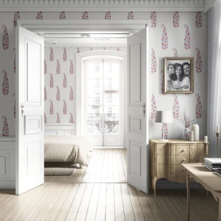 'Olsberg' Ethnic/ Vintage-Inspired Floral Paisley Wallpaper (Red/ Navy Blue/ Off-White) - Image 5