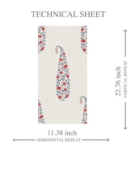 'Olsberg' Ethnic/ Vintage-Inspired Floral Paisley Wallpaper (Red/ Navy Blue/ Off-White) - Image 8