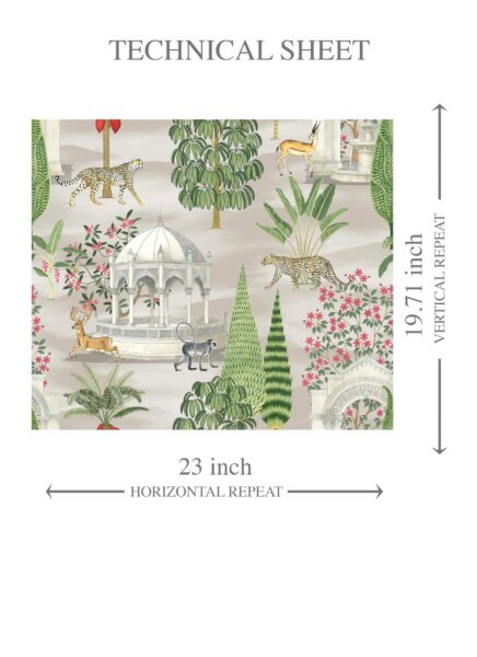 'Vitanic' Vintage Heritage/ Ethnic Chinoiserie Wallpaper (White/ Green/ Pink/ Tan/ Red) - Image 8